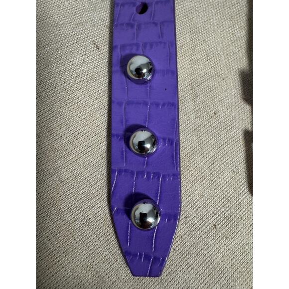Rebecca Minkoff Belt Womens One Size Purple Crocodile Embossed Studded Patent - Picture 4 of 8